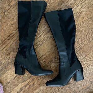 BLONDO Waterproof Black Knee-High Block Heel Boots